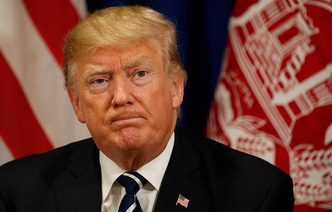 Presidente dos Estados Unidos, Donald Trump, durante conferência em Nova York