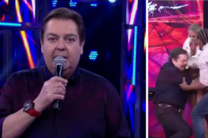 Faustão caindo - Adriane Galisteu derruba Faustão