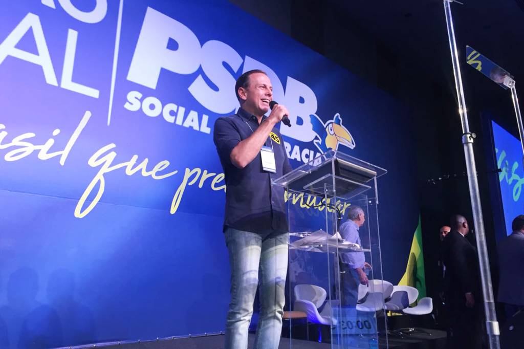 O prefeito de São Paulo, João Doria, discursa durante a 14ª Convenção Nacional do PSDB, para a escolha do novo presidente, Executiva e Diretório do partido, no Centro de Convenções Brasil 21, em Brasília (DF) - 09/12/2017