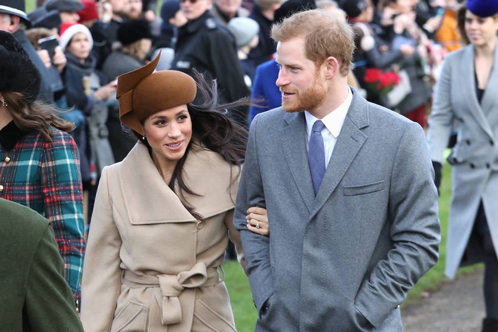 Meghan Markle e Príncipe Harry comparecem à igreja de Santa Maria Madalena para comemora o natal em King's Lynn, na Inglaterra