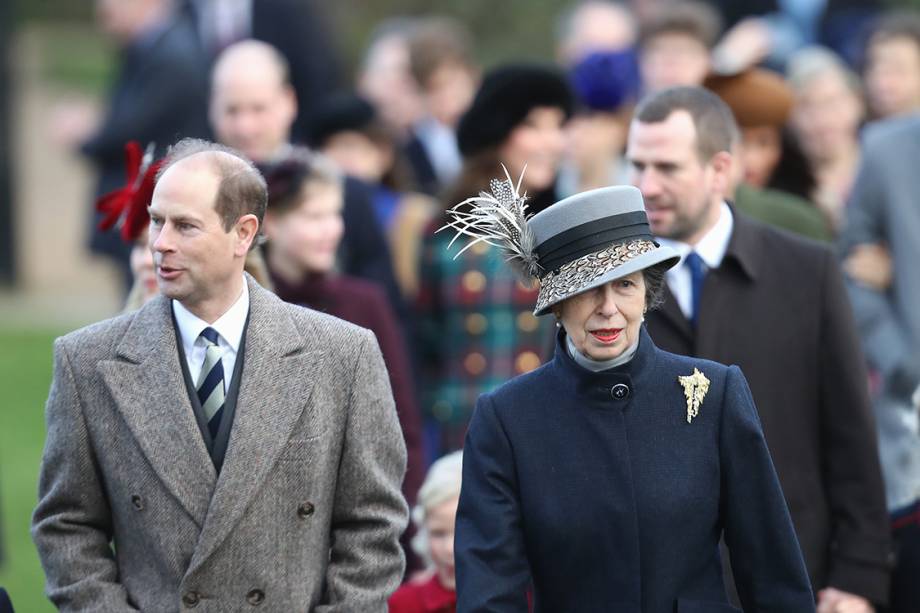 Príncipe Edward, Conde de Wessex, e Princesa Anne comparecem à igreja de Santa Maria Madalena para comemorar o Natal em King's Lynn, Inglaterra - 25/12/2017