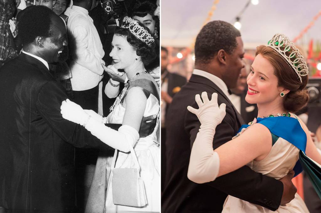 Rainha Elizabeth II dança com o presidente de Ghana, Kwame Nkrumah, em 1961