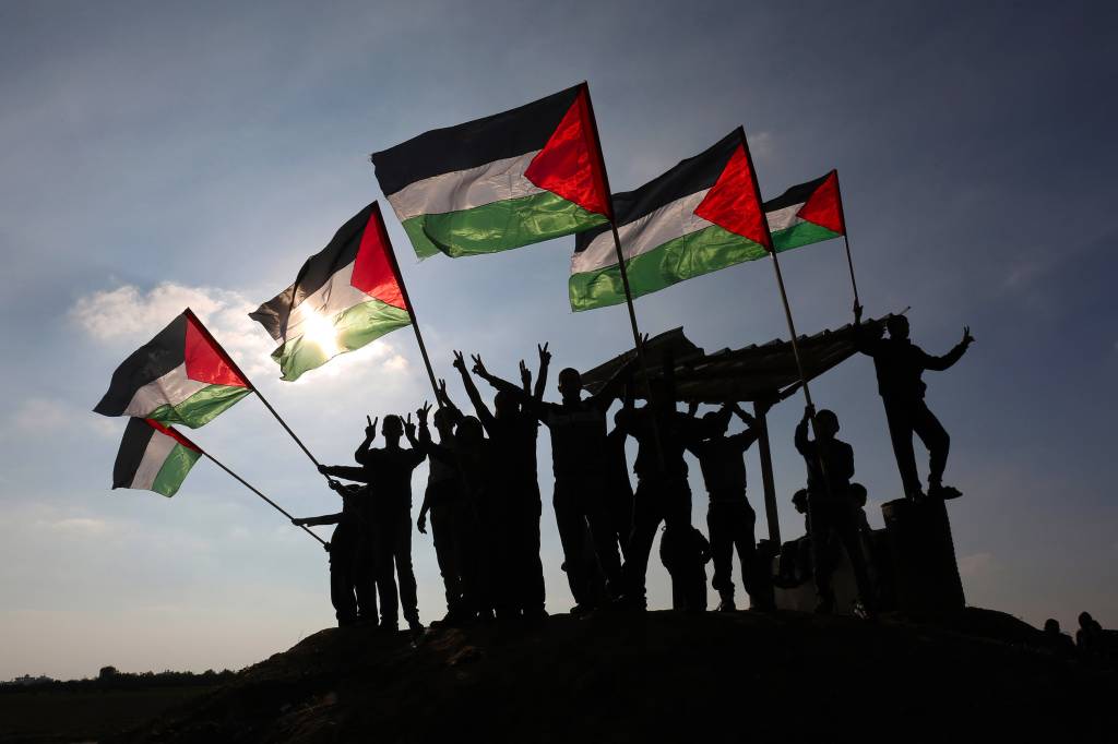 PALESTINIAN-ISRAEL-GAZA-CONFLICT-RALLY Palestinos protestam em Gaza
