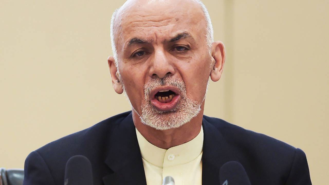 O presidente do Afeganistão, Ashraf Ghani, durante conferência no Palácio Presidencial de Cabul - 28/02/2018