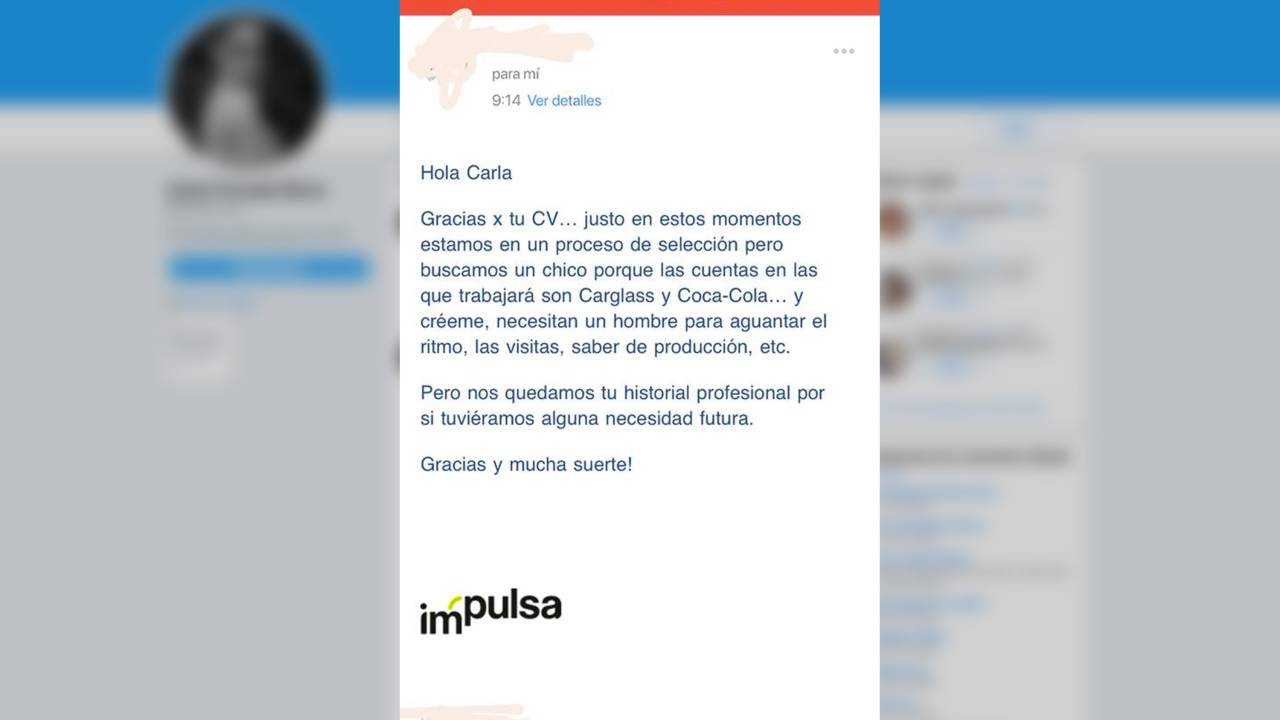 Mensagem no Twitter publicada pela publicitária espanhola