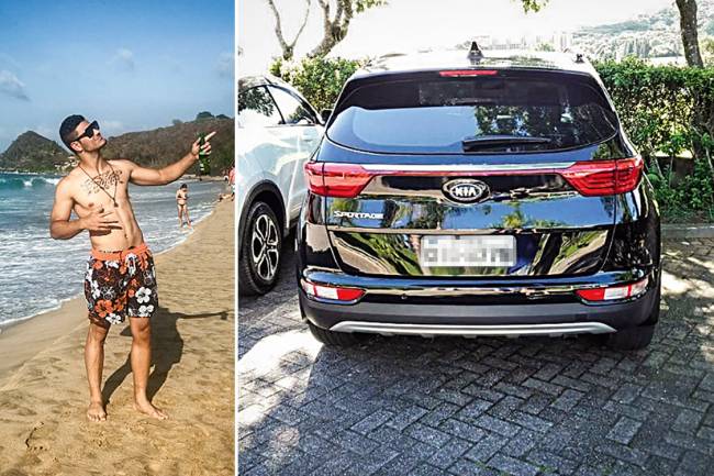 Ostentação? – Foto de fim de ano em Fernando de Noronha e carro de 140 000 reais: o casal diz que a viagem foi presente e o automóvel é uma necessidade