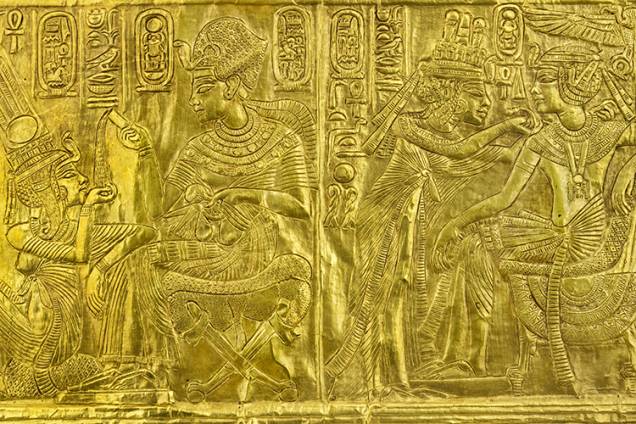 Objetos encontrados na tumba de Tutankhamun usados na exposição King Tut: Tesouros do faraó dourado Objetos encontrados na tumba de Tutankhamun usados na exposição King Tut: Tesouros do faraó dourado