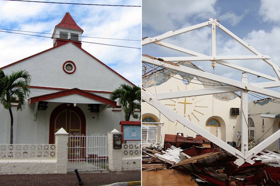 Antes e depois da passagem do furacão Irma