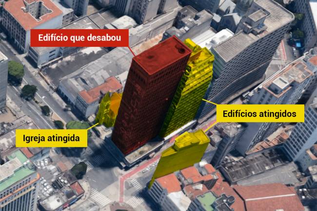 3D edificio centro São Paulo que desabou após incêndio