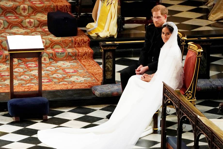 Príncipe Harry e Meghan Markle durante cerimônia de casamento na Capela de São Jorge, em Windsor - 19/05/2018 Príncipe Harry e Meghan Markle durante cerimônia de casamento na Capela de São Jorge, em Windsor - 19/05/2018