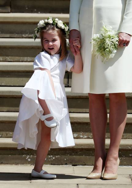 Dama de honra, a princesa Charlotte deixa Capela de São Jorge, em Windsor - 19/05/2018