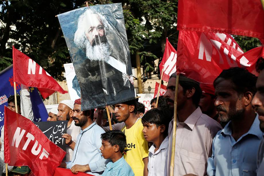 Marcha do Dia do Trabalho em Karachi, Paquistão - 01/05/2018