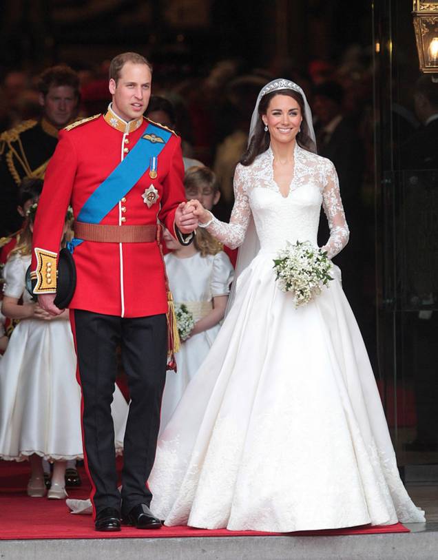 Kate Middleton em seu casamento com príncipe William, em 2011 Kate Middleton em seu casamento com príncipe William, em 2011
