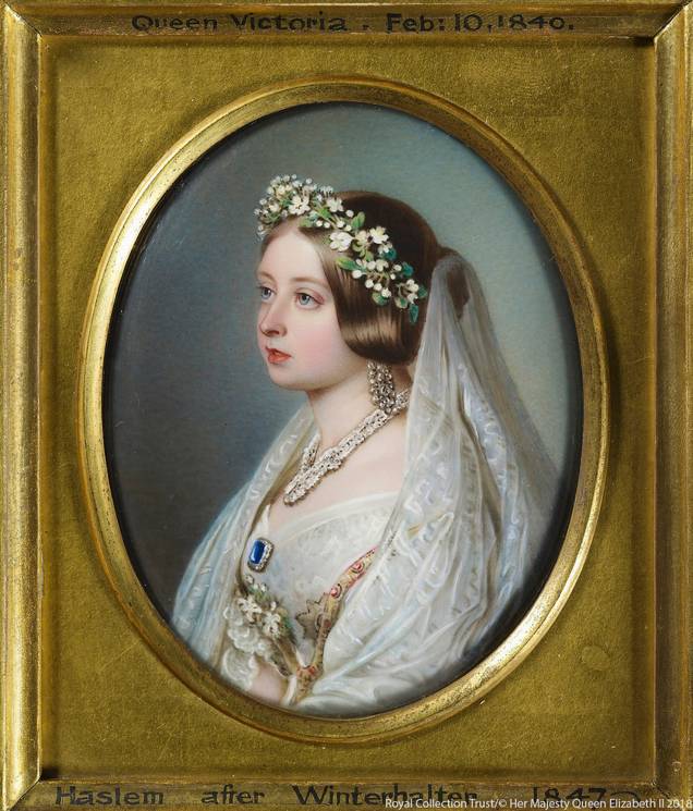 Vestido usado pela rainha Vitória em seu casamento com o príncipe Albert, em 1840 Vestido usado pela rainha Vitória em seu casamento com o príncipe Albert, em 1840