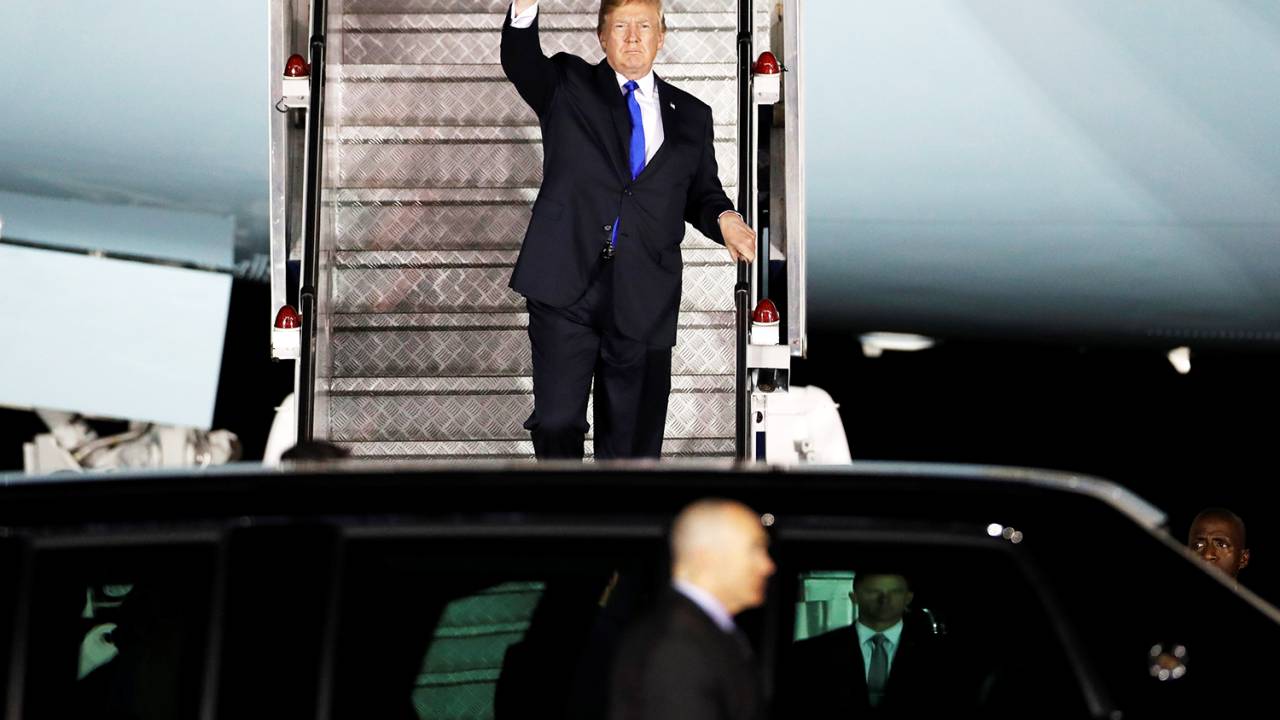 O presidente americano Donald Trump chega em Singapura para se encontrar com o líder norte-coreano Kim Jong-un - 10/06/2018