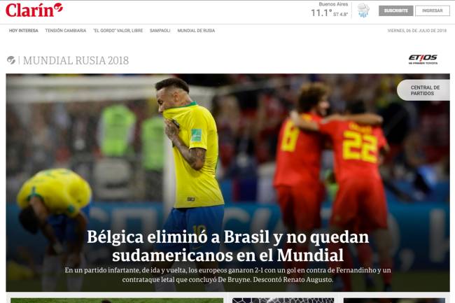 Home page do Clarín