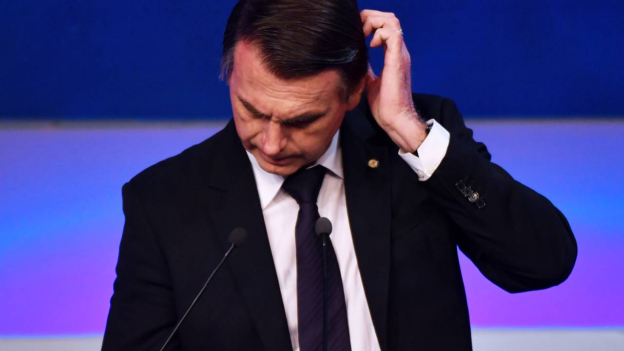 O candidato à Presidência da República, Jair Bolsonaro (PSL), durante debate presidencial promovido pela TV Bandeirantes - 09/08/2018
