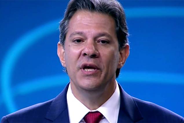 Fernando Haddad (PT), candidato à Presidência da República, durante debate entre presidenciáveis na TV Globo - 04/10/2018 Fernando Haddad (PT), candidato à Presidência da República, durante debate entre presidenciáveis na TV Globo - 04/10/2018
