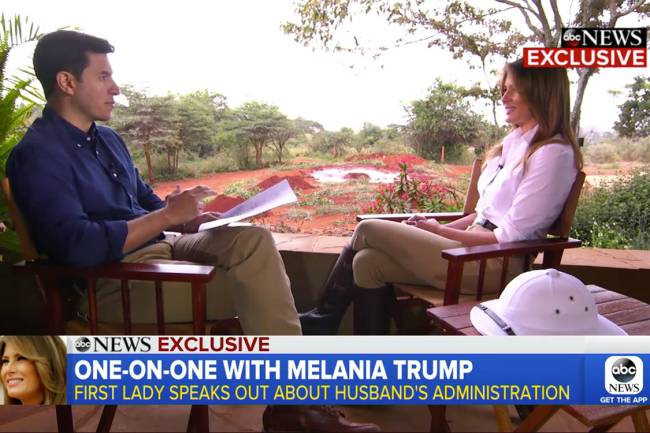 Melania Trump durante entrevista exclusiva à ABC News Melania Trump durante entrevista exclusiva à ABC News