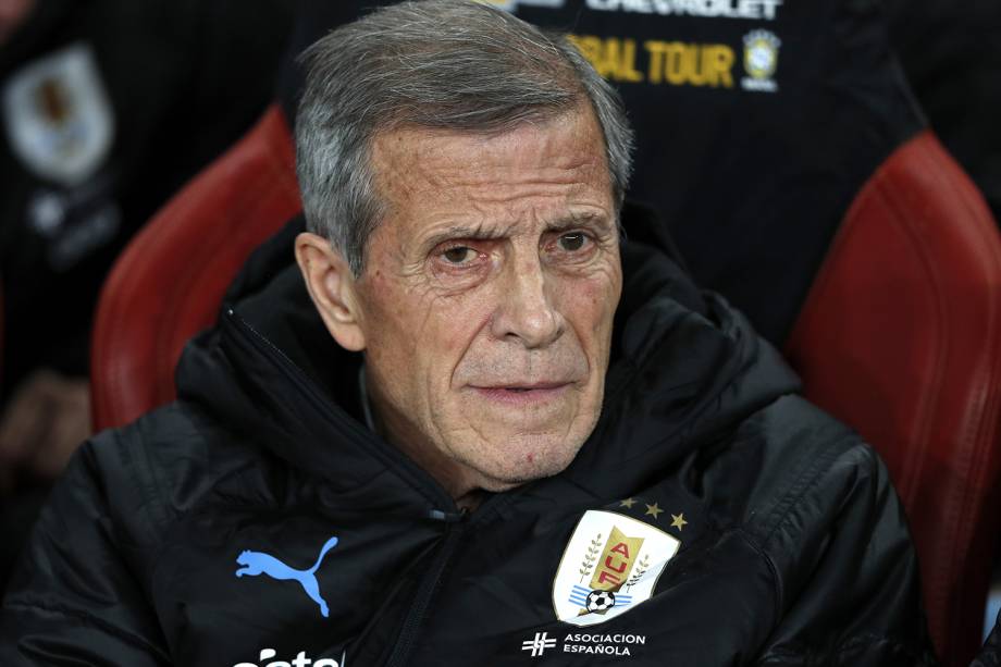 Oscar Tabarez, técnico do Uruguai, antes de partida amistosa contra a Seleção Brasileira em Londres - 16/11/2018 Oscar Tabarez, técnico do Uruguai, antes de partida amistosa contra a Seleção Brasileira em Londres - 16/11/2018
