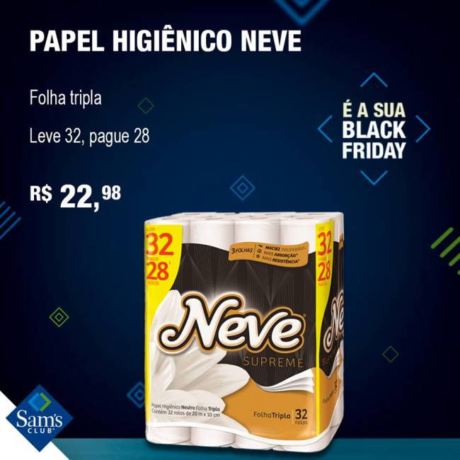 Sam’s Club oferta papel higiênico na Black Friday