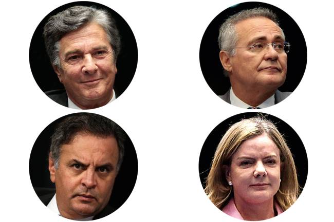 Fernando Collor, Renan Calheiros, Aécio Neves e Gleisi Hoffman Fernando Collor, Renan Calheiros, Aécio Neves e Gleisi Hoffman