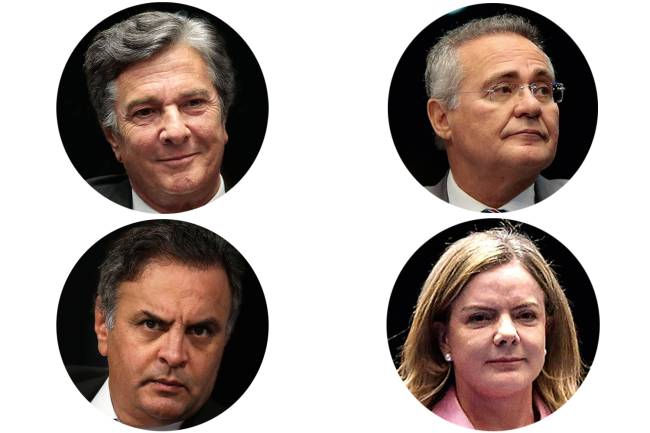 Fernando Collor, Renan Calheiros, Aécio Neves e Gleisi Hoffman