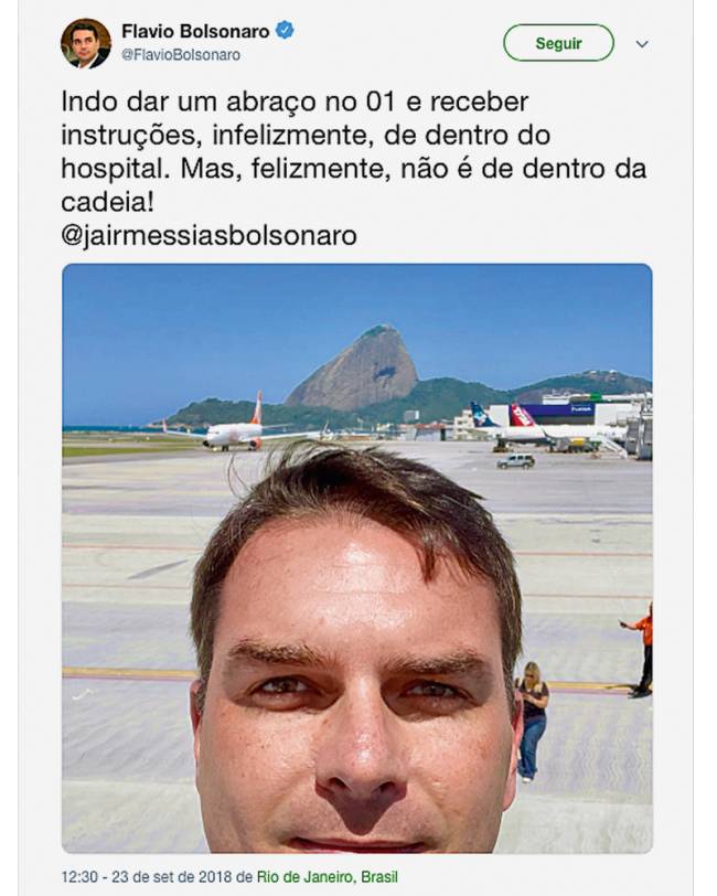 Tuíte de Flávio Bolsonaro Tuíte de Flávio Bolsonaro