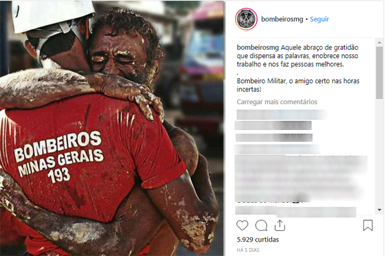 Imagem compartilhada nas redes sociais mostra suposta foto de resgate em Brumadinho Imagem compartilhada nas redes sociais mostra suposta foto de resgate em Brumadinho