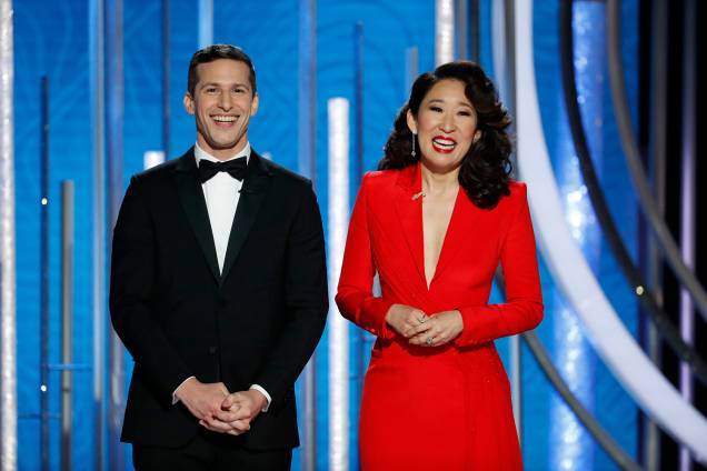 Sandra Oh e Andy Samberg apresentam a cerimônia de premiação da 76ª edição do Globo de Ouro, em Beverly Hills, Califórnia - 06/01/2019 Sandra Oh e Andy Samberg apresentam a cerimônia de premiação da 76ª edição do Globo de Ouro, em Beverly Hills, Califórnia - 06/01/2019