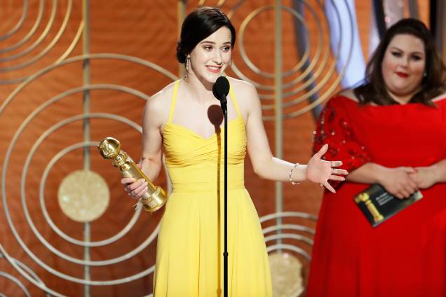 Rachel Brosnahan ganha prêmio na categoria de melhor atriz de série de comédia ou musical em "The Marvelous Mrs. Maisel", durante cerimônia do Globo de Ouro - 07/01/2019 Rachel Brosnahan ganha prêmio na categoria de melhor atriz de série de comédia ou musical em "The Marvelous Mrs. Maisel", durante cerimônia do Globo de Ouro - 07/01/2019