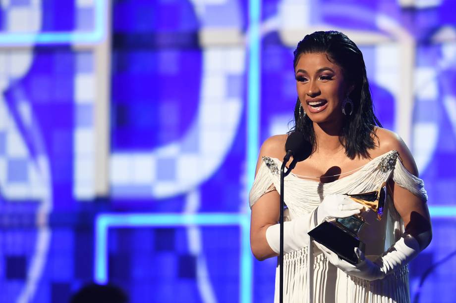 A rapper Cardi B vence na categoria de 'Melhor álbum de rap´, durante cerimônia de premiação do Grammy, realizada em Los Angeles - 10/02/2019