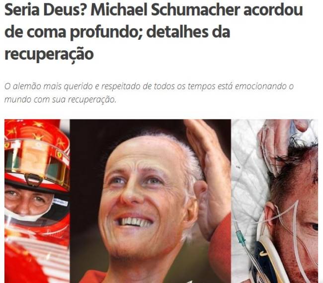 Notícia falsa usa montagem de Schumacher envelhecido Notícia falsa usa montagem de Schumacher envelhecido