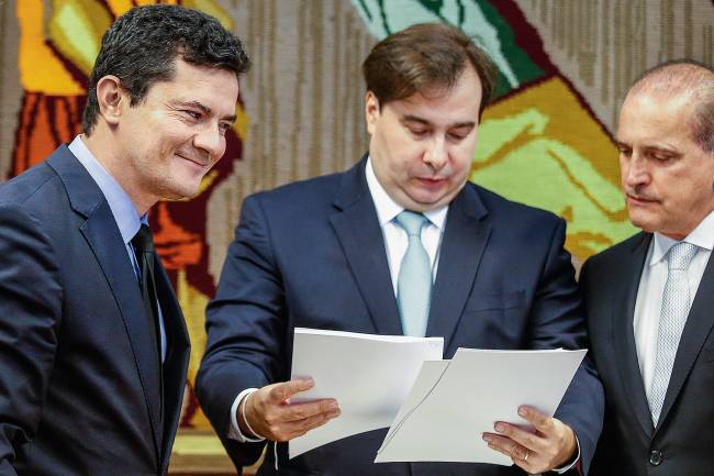 Sergio Moro, Rodrigo Maia e Onyx Lorenzoni Sergio Moro, Rodrigo Maia e Onyx Lorenzoni
