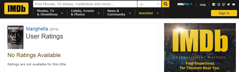 No IMDB, ‘Marighella’ amanhece sem nota e com todos os comentários deletados No IMDB, 'Marighella' amanhece sem nota e com todos os comentários deletados