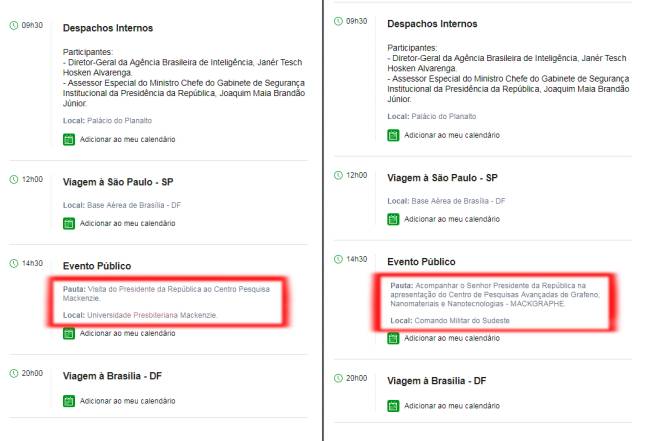 Agenda de Compromissos do presidente Jair Bolsonaro Agenda de Compromissos do presidente Jair Bolsonaro
