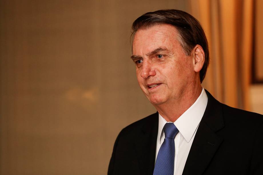 O presidente Jair Bolsonaro durante jantar com representantes do conservadorismo em Washington - 17/03/2019