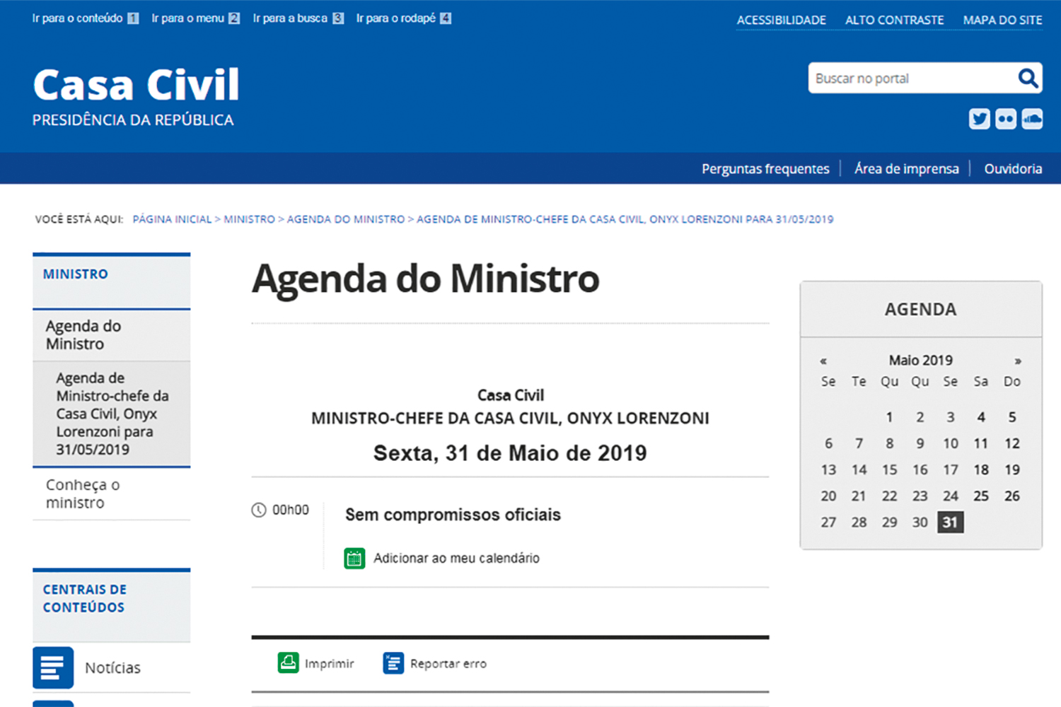 Agenda de Onyx Lorenzoni
