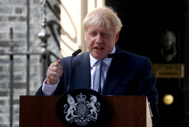 Boris Johnson em discurso em Downing Street Boris Johnson em discurso em Downing Street