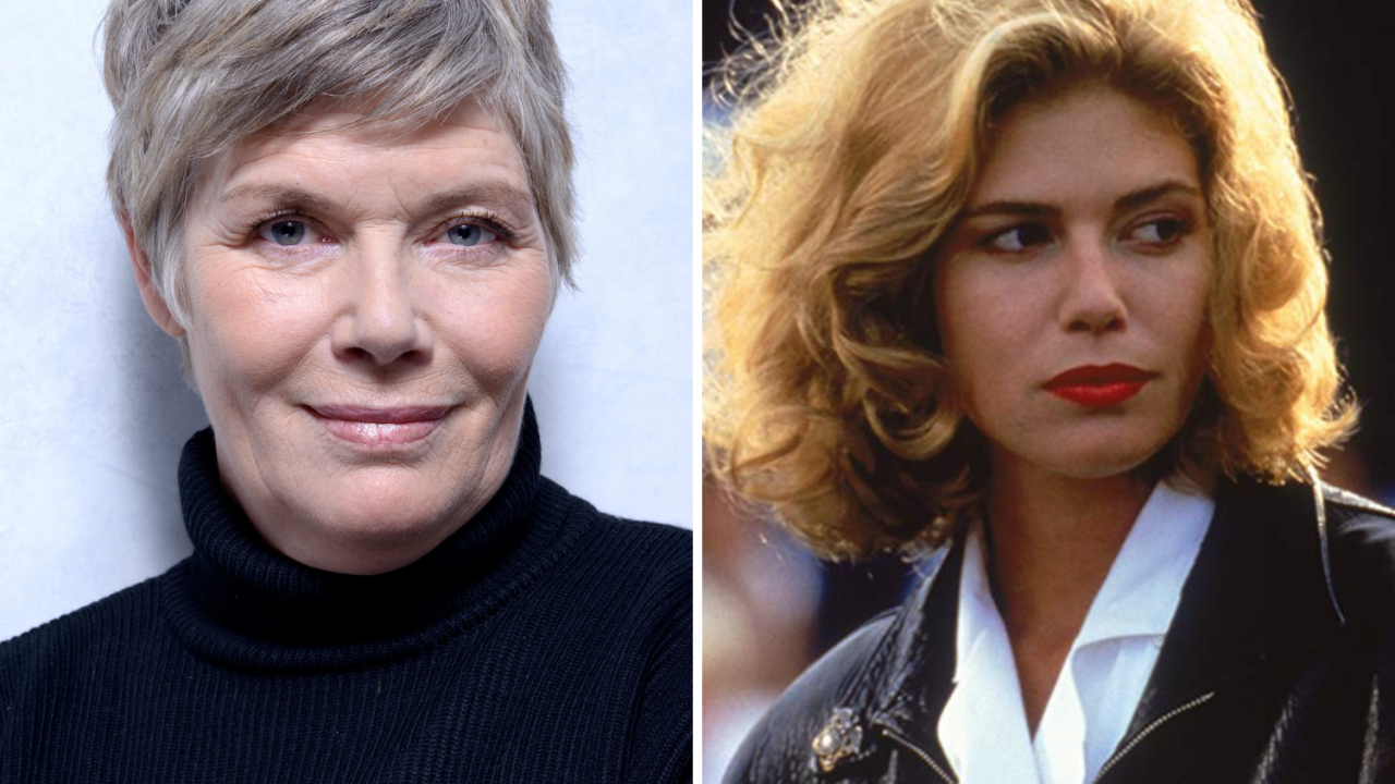 A atriz Kelly McGillis em foto recente e em 1986, no filme 'Top Gun'