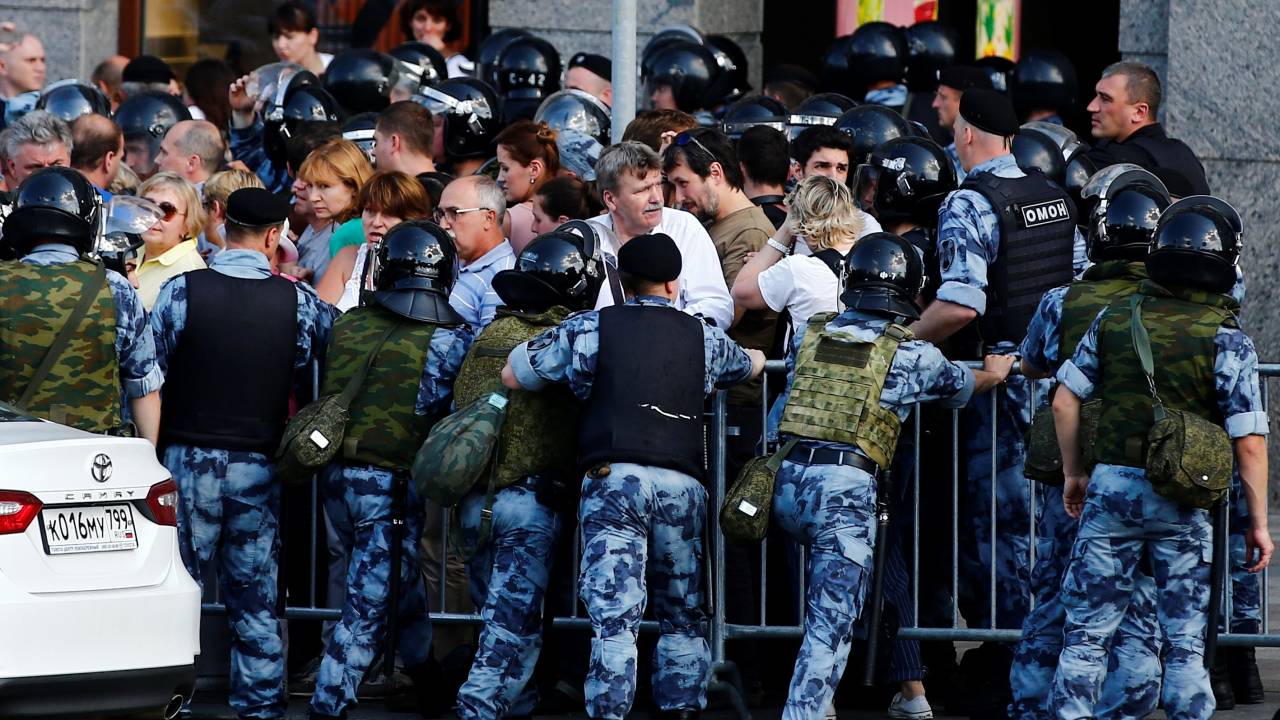 Protestos em Moscou, em 27 de julho de 2019