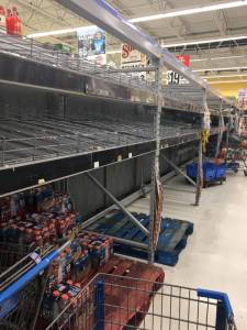 Empty shelves are pictured at a Walmart as residents prepare for Hurricane Dorian in Port Orange, Florida