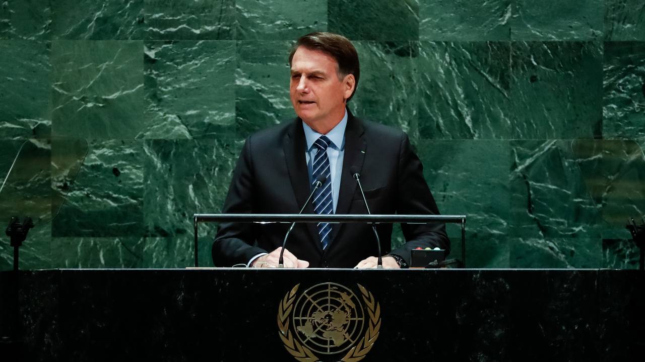 Presidente Jair Bolsonaro discursa durante a abertura do Debate Geral da 74ª Sessão da Assembleia Geral das Nações Unidas