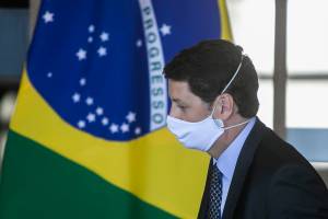 Brazil Vice-President Hamilton Mourao and the Legal Amazon National Council State Ministers Hold a Press Conference Amidst the Coronavirus (COVID-19) Pandemic O ministro do Meio Ambiente, Ricardo Salles