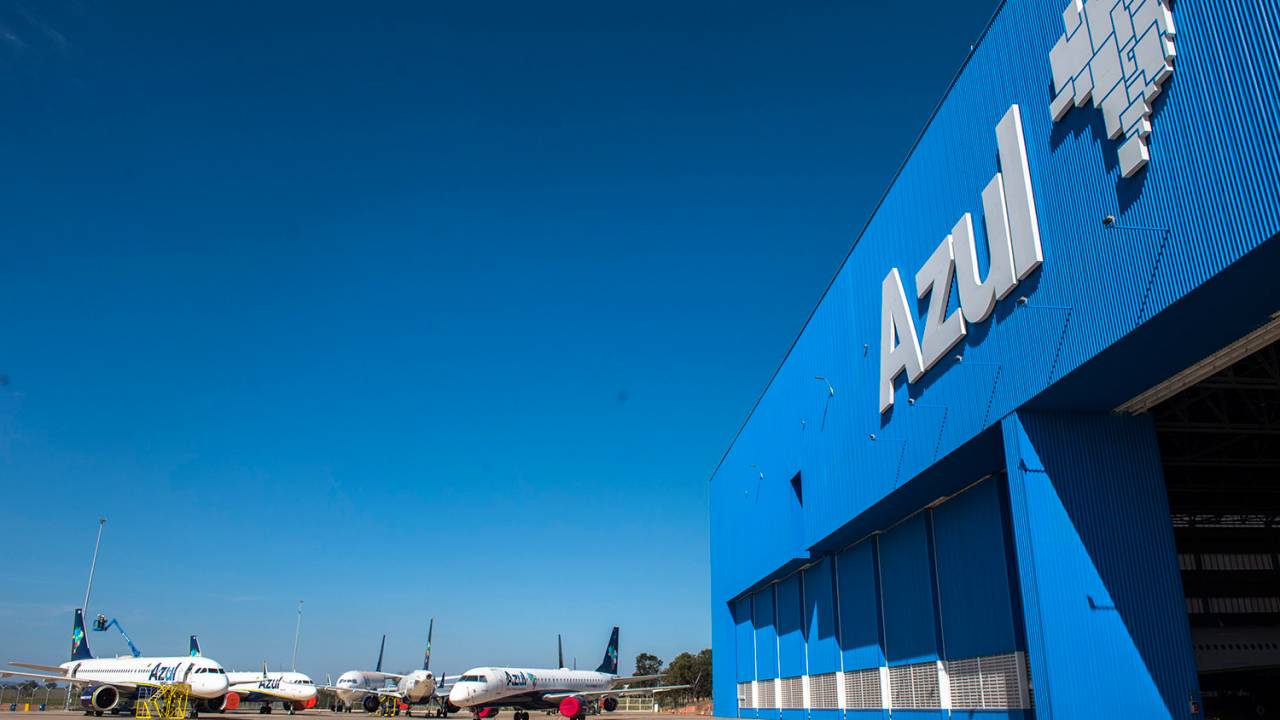 Hangar de manutenção da companhia Azul Linhas Aéreas, localizado no Aeroporto de Viracopos, em Campinas