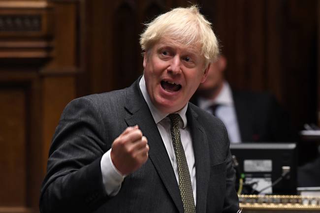 BRITAIN-HEALTH-VIRUS Primeiro-ministro britânico, Boris Johnson, fala durante evento na Câmara dos Comuns, a câmara baixa do Parlamento, em Londres. 23/09/2020