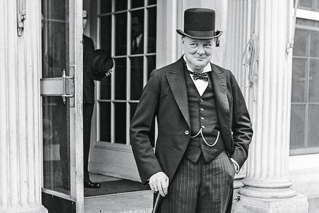 Sir Winston Leonard Spencer-Churchill (1874-24 1965) British statesman. He served as Prime Minister 1940-1945 and again 1951-1955. Sir Winston Leonard Spencer-Churchill (1874-24 1965) British statesman. He served as Prime Minister 1940-1945 and again 1951-1955.