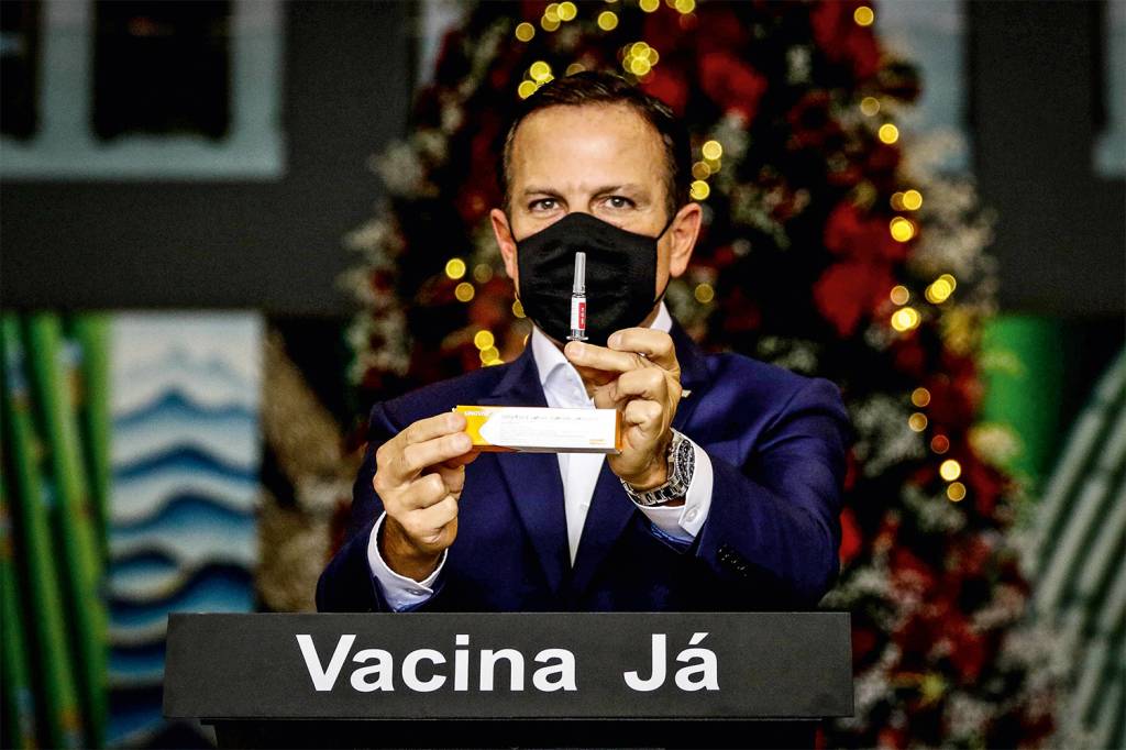 Doria anuncia plano estadual de imunizaÁ¿o ESTRATÉGIA - João Doria: pressão em Brasília para conseguir a aprovação -
