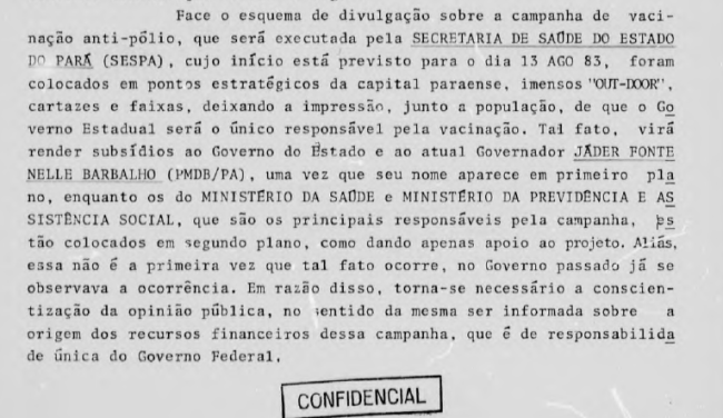 FAC SÍMILE – SNI – VACINAÇÃO NO PARÁ – PATERNALIDADE – Cópia Reprodução