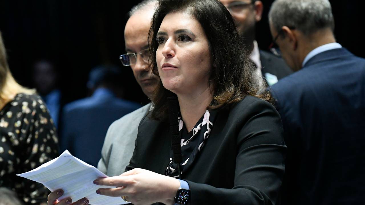 A senadora Simone Tebet (MDB-MS), candidata à presidência da Casa